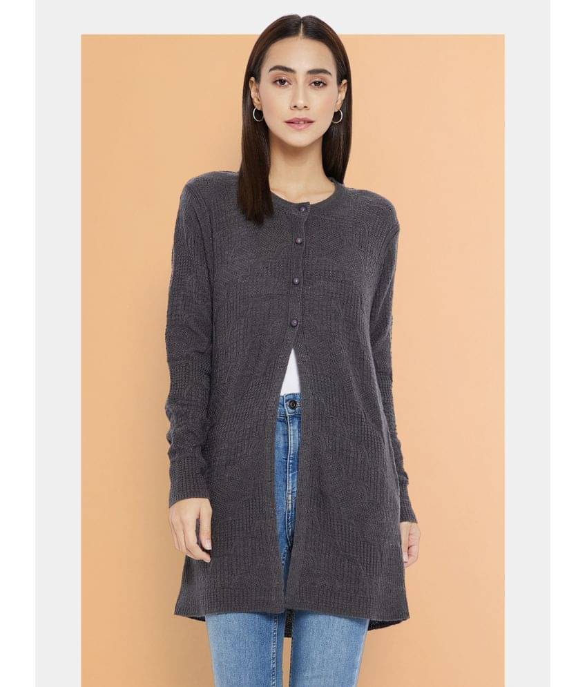 Clapton Women Acro Wool Round Neck Cardigan ( Grey ) Clapton Women Acro Wool Round Neck Cardigan ( Grey )