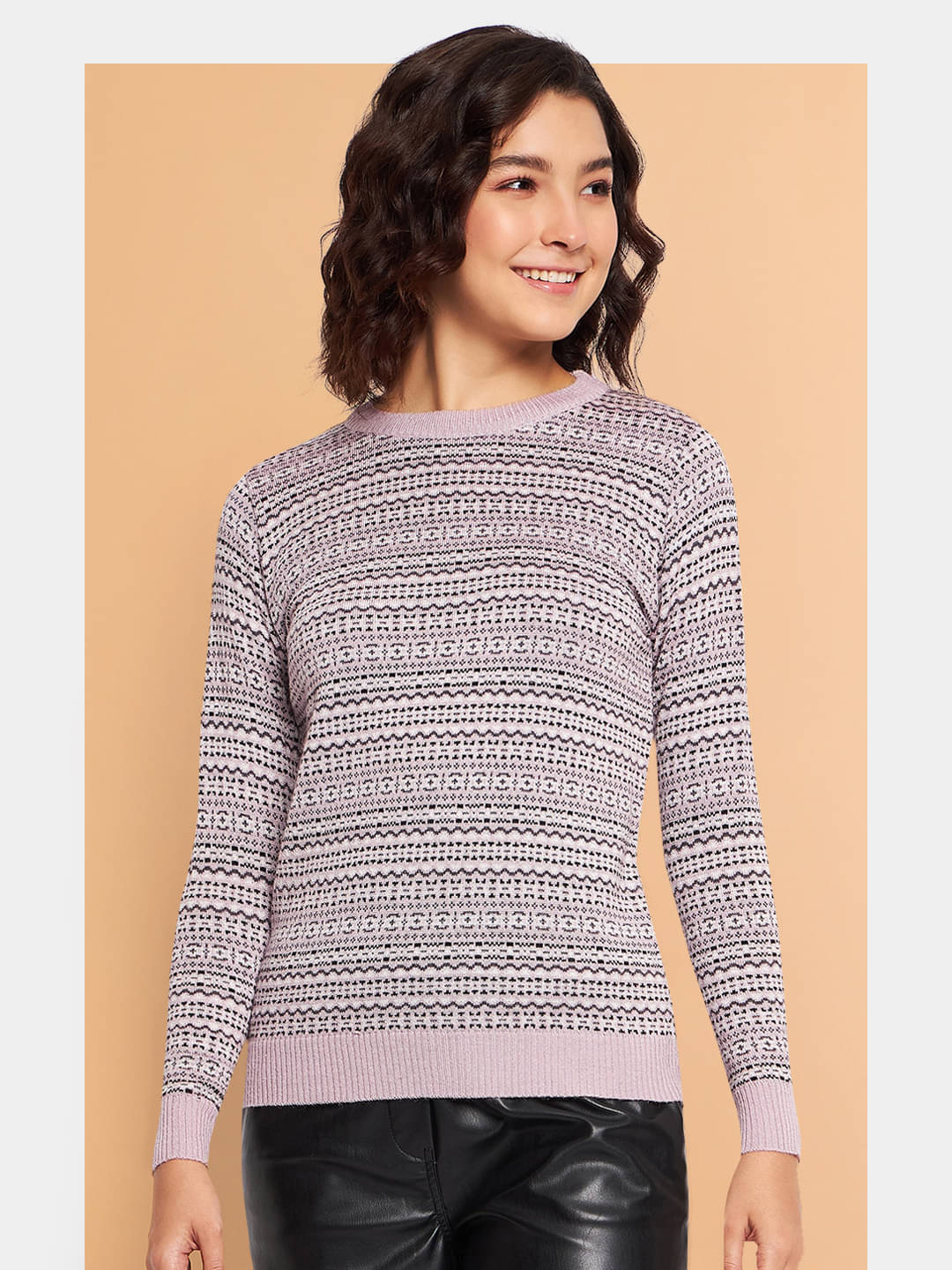 Clapton Acro Wool Round Neck Women's Cardigans Dress - Peach ( ) Clapton Acro Wool Round Neck Women's Cardigans Dress - Peach ( )