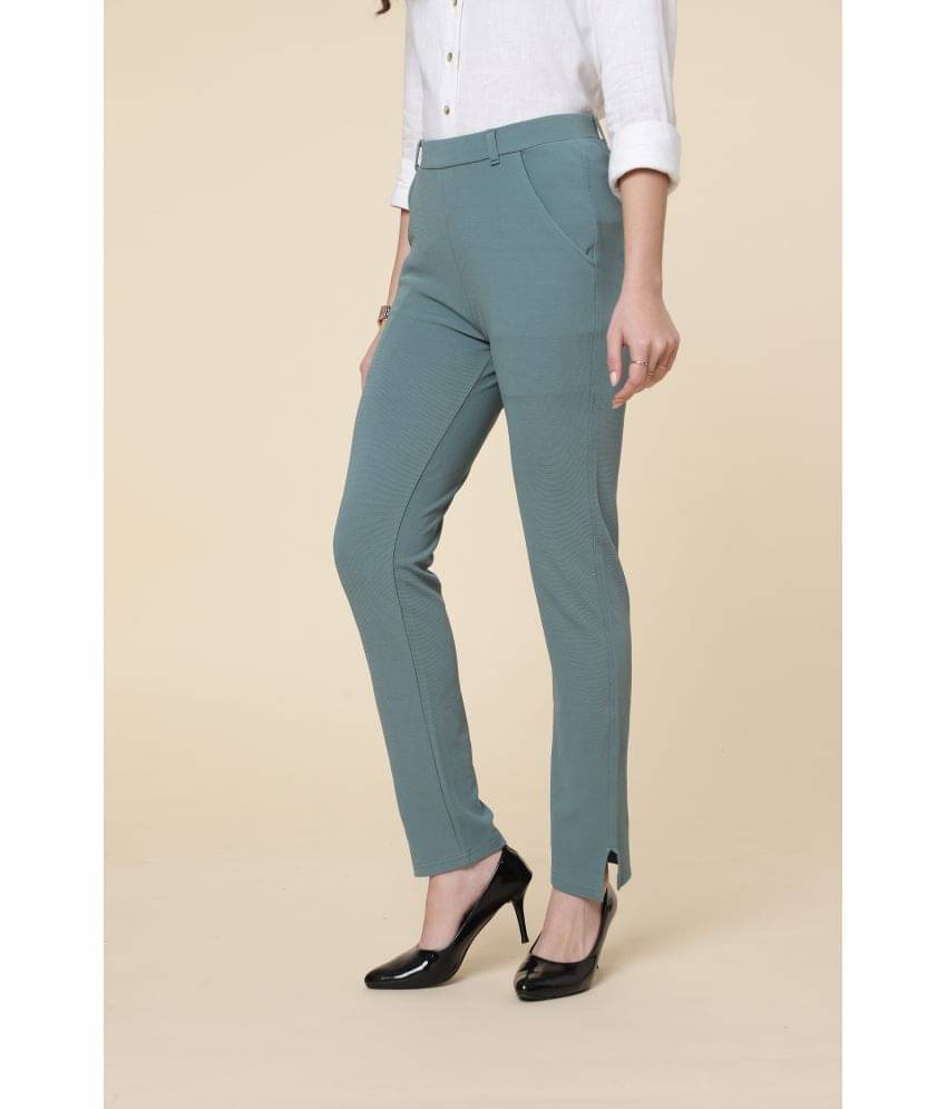     			FITHUB Green Cotton Blend Slim Women's Formal Pants ( Pack of 1 )