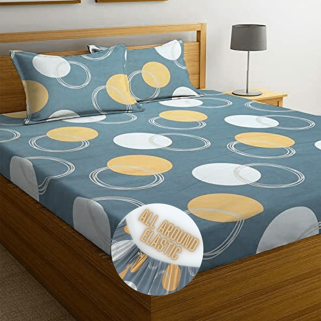     			HIDECOR Microfibre Abstract 1 Bedsheet with 2 Pillow Covers - Gray