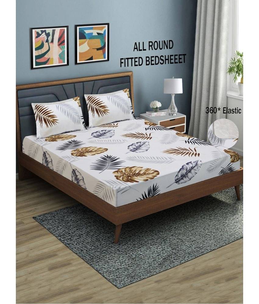    			Home Candy Microfibre Floral 1 Bedsheet with 2 Pillow Covers - White