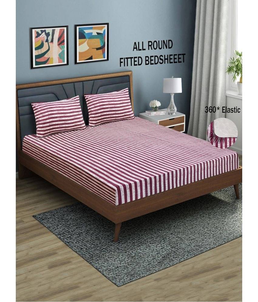     			Home Candy Microfibre Geometric 1 Bedsheet with 2 Pillow Covers - Multi