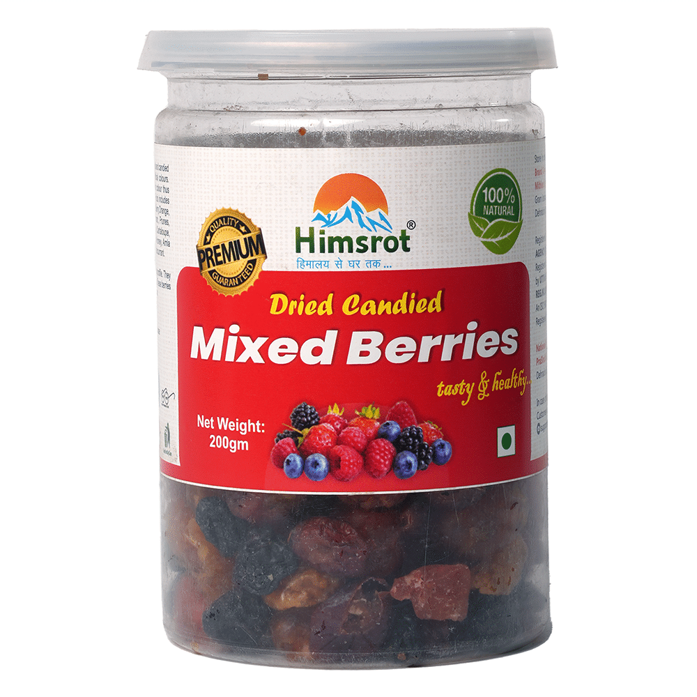 Himsrot Premium Dried Mixed Berries Blueberries, Cranberries, Strawberries, Golden Berry, Roseberry| 100% Natural from Himalayas - Mixed Berries Candy - Mixed Dry Fruit - 200 gms resealable Jar Himsrot Premium Dried Mixed Berries Blueberries, Cranberries, Strawberries, Golden Berry, Roseberry| 100% Natural from Himalayas - Mixed Berries Candy - Mixed Dry Fruit - 200 gms resealable Jar