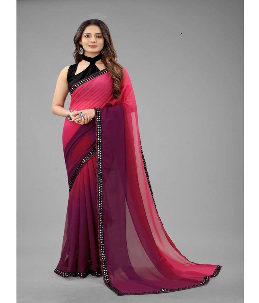 JULEE Georgette Dyed Saree With Unstitched Blouse Piece ( Multicolour ) JULEE Georgette Dyed Saree With Unstitched Blouse Piece ( Multicolour )