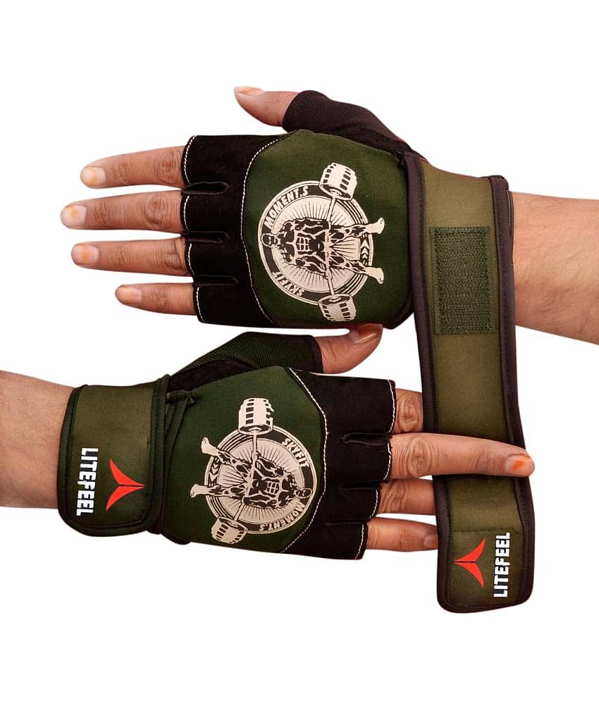 LITE FEEL Bodybuilder Print Unisex Polyester Gym Gloves For Professional Fitness Training and Workout With Half-Finger Length - Sports and Fitness Equipment | Buy online on ZillyBuy
