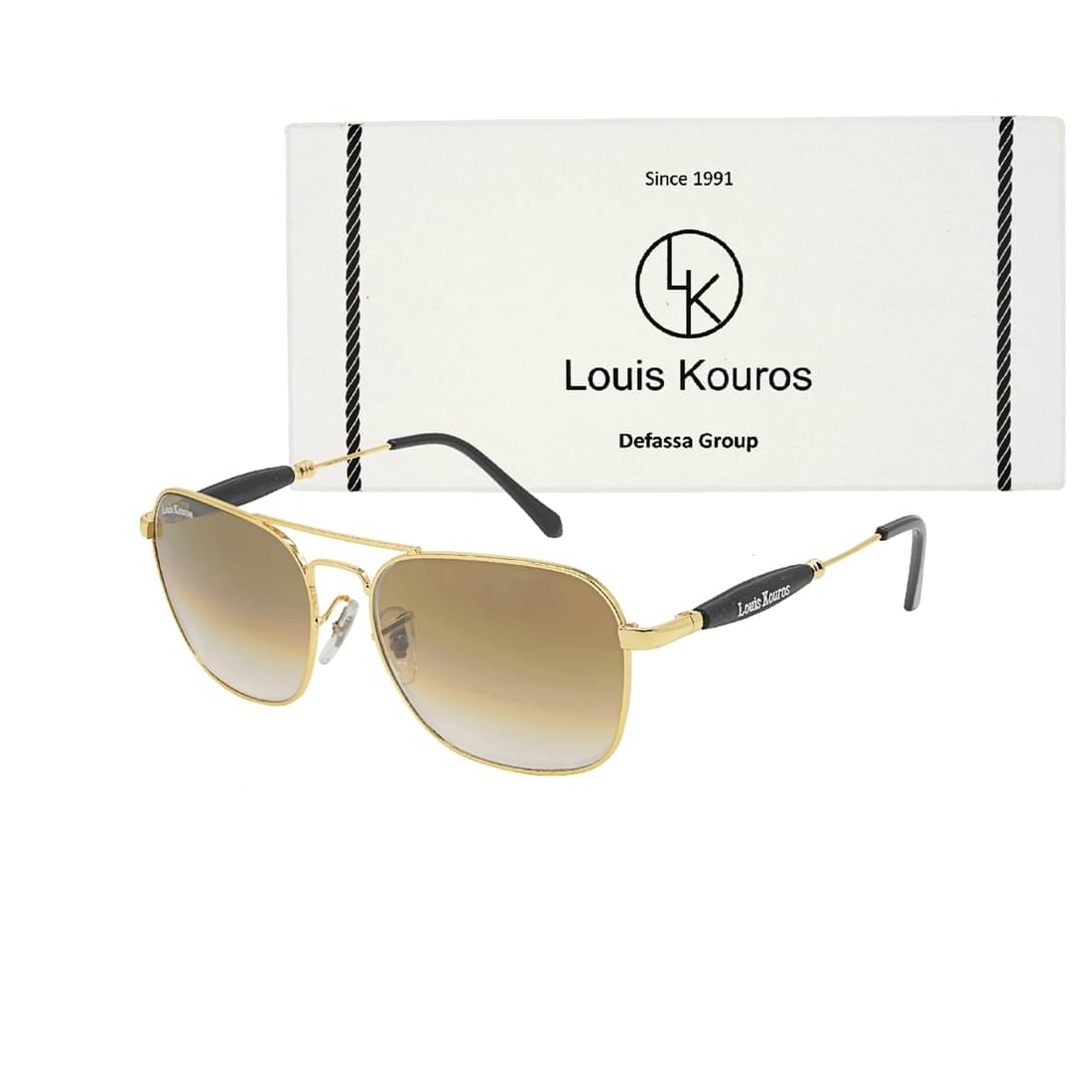     			LOUIS KOUROS Gold Square Sunglasses ( Pack of 1 )