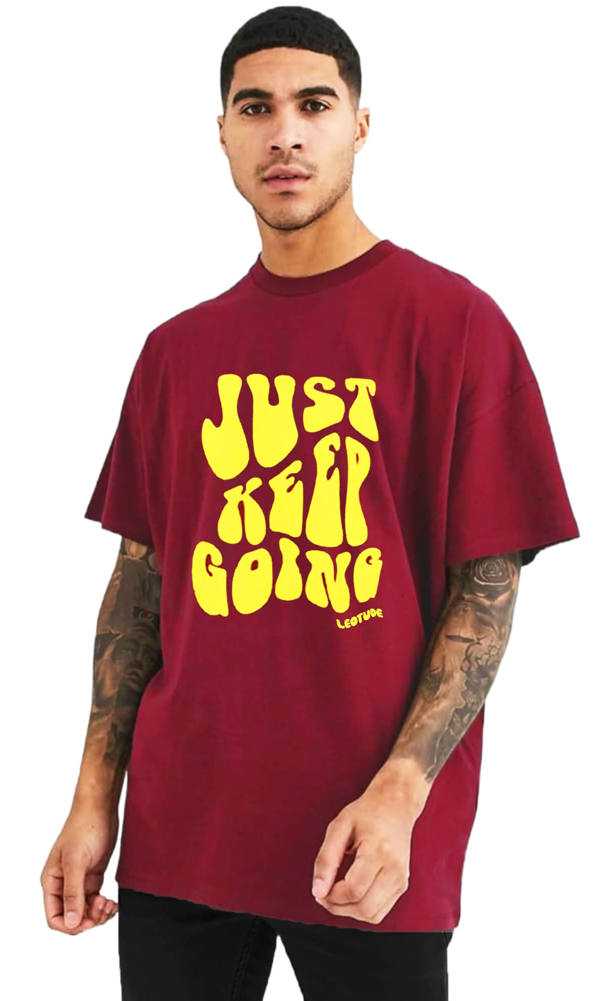 Leotude Pack of 1 Cotton Blend Oversized Fit Men's T-Shirt ( Maroon )