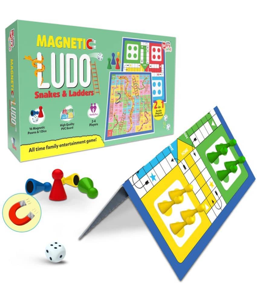 Little Berry Magnetic Ludo and Snakes & Ladders Board Game Set for Kids, Adults & Family - Travel Board Game (Multicolor)