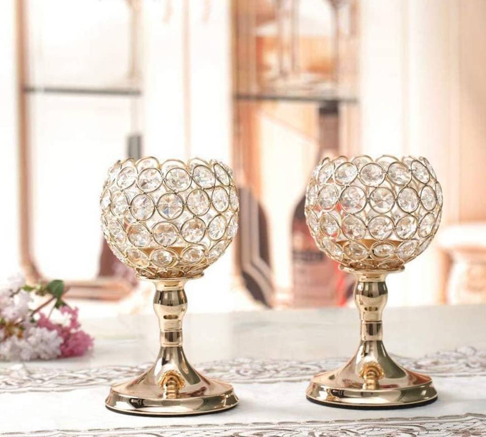     			METAL MESTERY Gold Table Top Metal Tea Light Holder - Pack of 1
