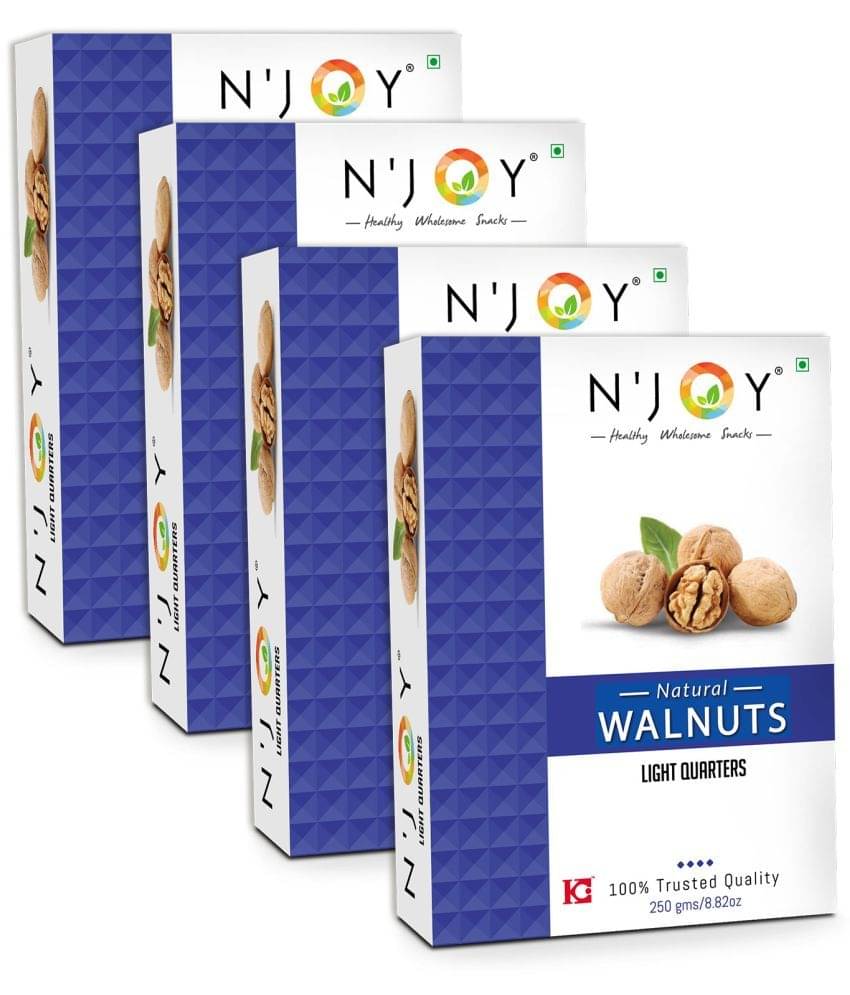 N'Joy Natural Light Quarters Walnuts Kernels (Without Shell) 250g x 4, 1 Kg N'Joy Natural Light Quarters Walnuts Kernels (Without Shell) 250g x 4, 1 Kg