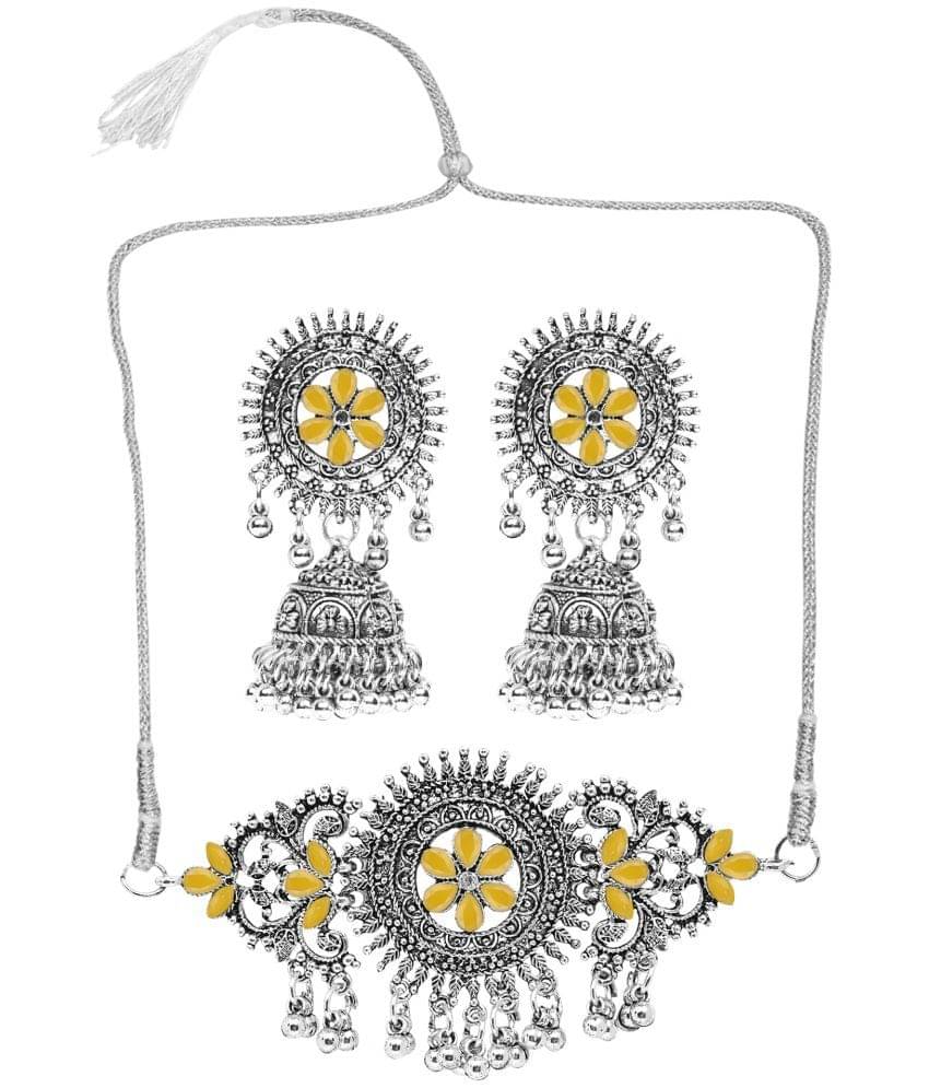     			PUJVI Yellow German Necklace Set ( Pack of 1 )