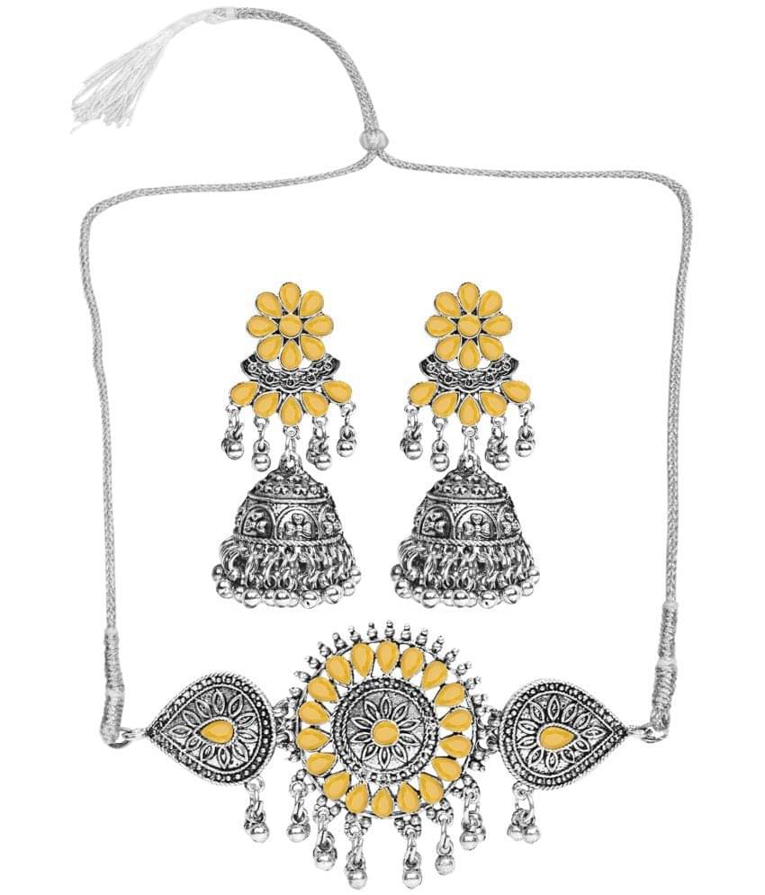     			PUJVI Yellow German Necklace Set ( Pack of 1 )