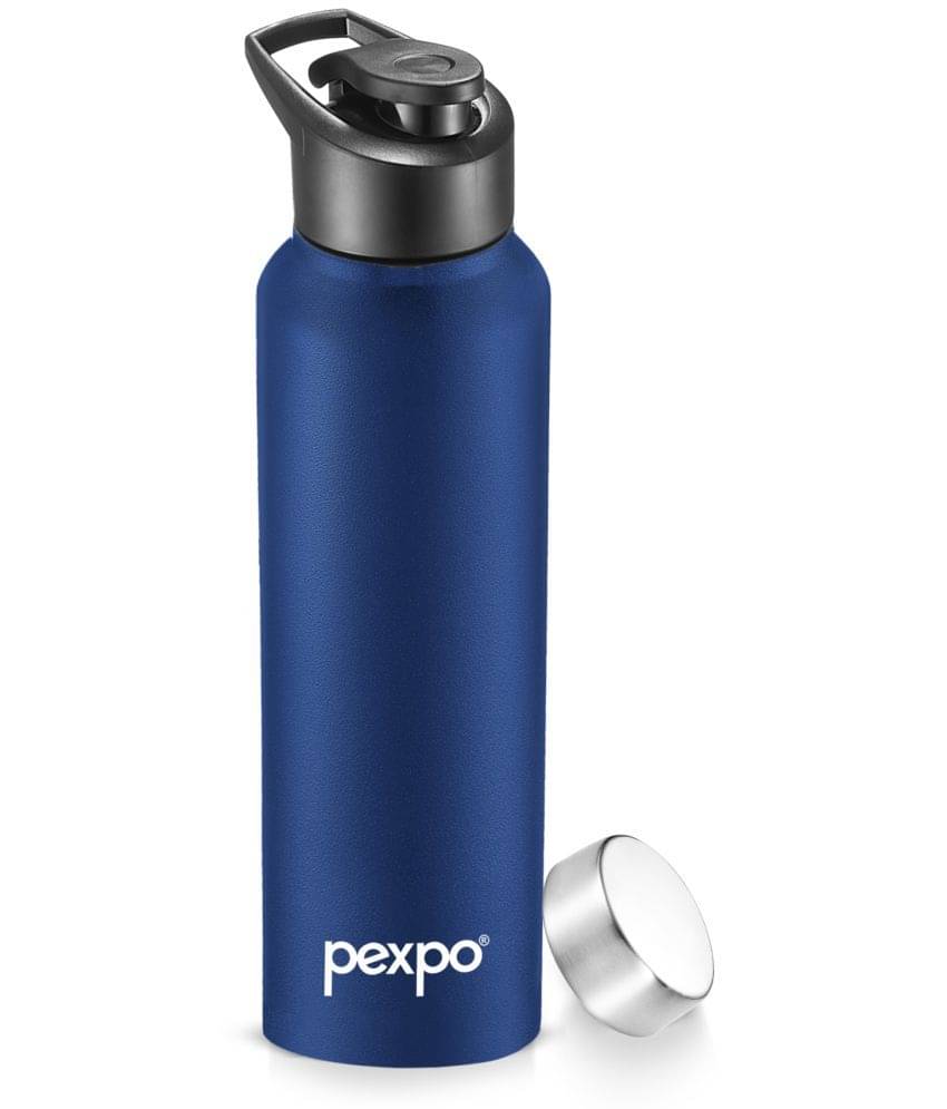     			Pexpo Chromo Xtreme 1000ml Dual Cap Steel bottle Navy Blue Sipper Water Bottle 1000ml mL ( Set of 1 )