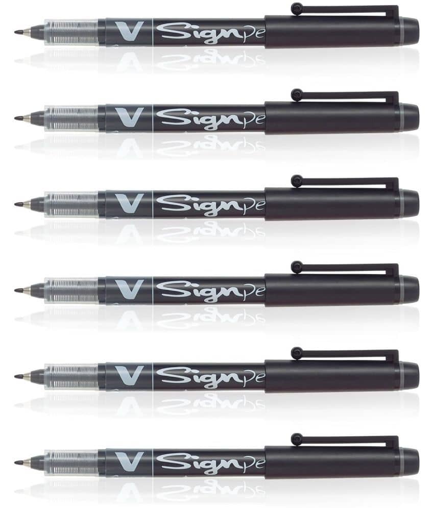 Pilot V Sign Pen Black Pack of 6