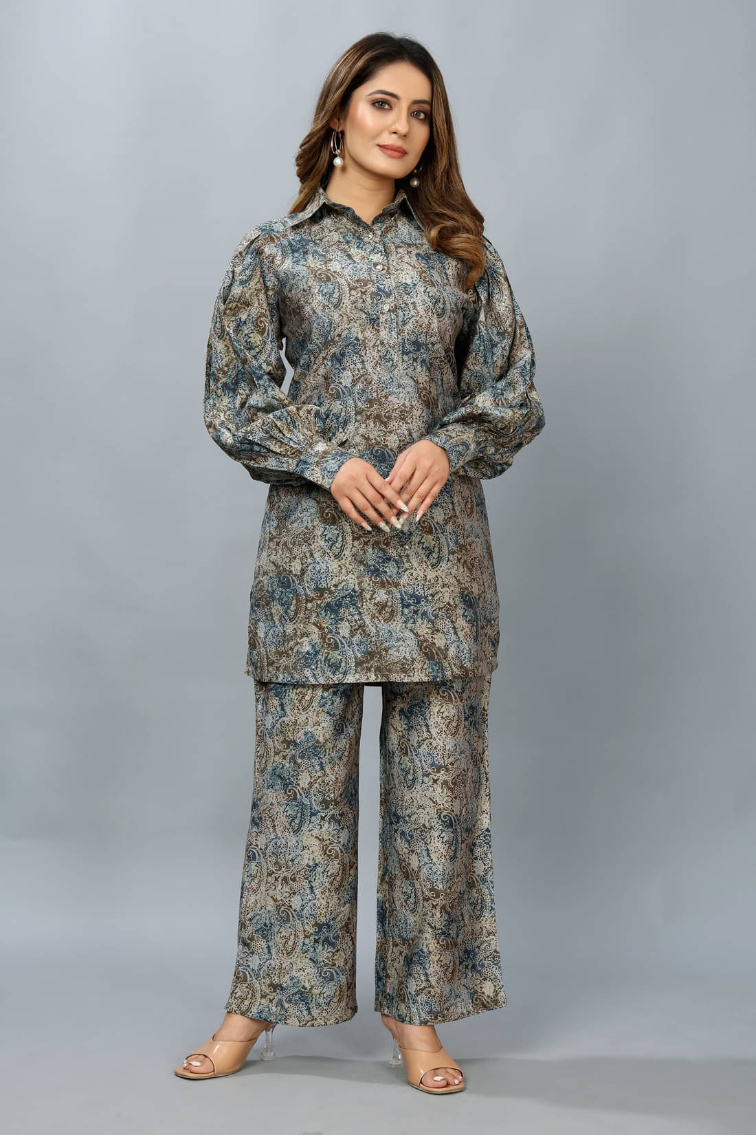     			SARRAS Women Printed Kurta With Trousers Co-Ord Set ( Blue )