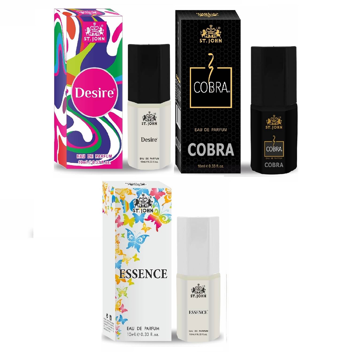     			ST.JOHN Cobra Desire,Cobra & Essance Pocket Perfume For Men 10ml Each (30ml) - Pack of 3