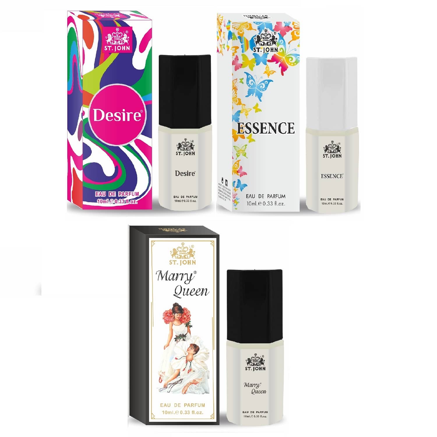 ST.JOHN Cobra Essence, Desire & Marry Queen Pocket Perfume For Men 10ml Each (30ml) - Pack of 3