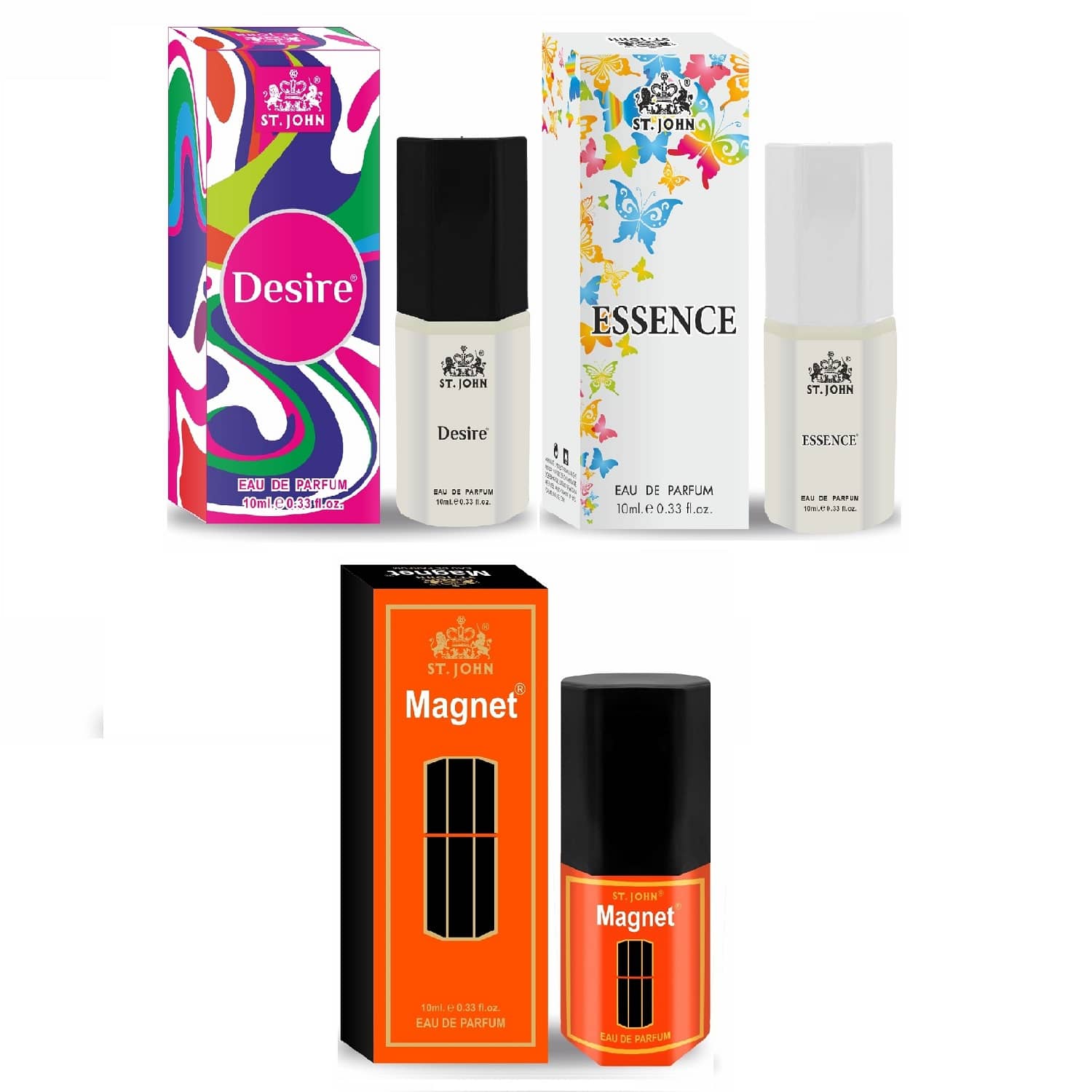 ST.JOHN Cobra Magnet,Desire & Essence Pocket Perfume For Men 10ml Each (30ml) - Pack of 3