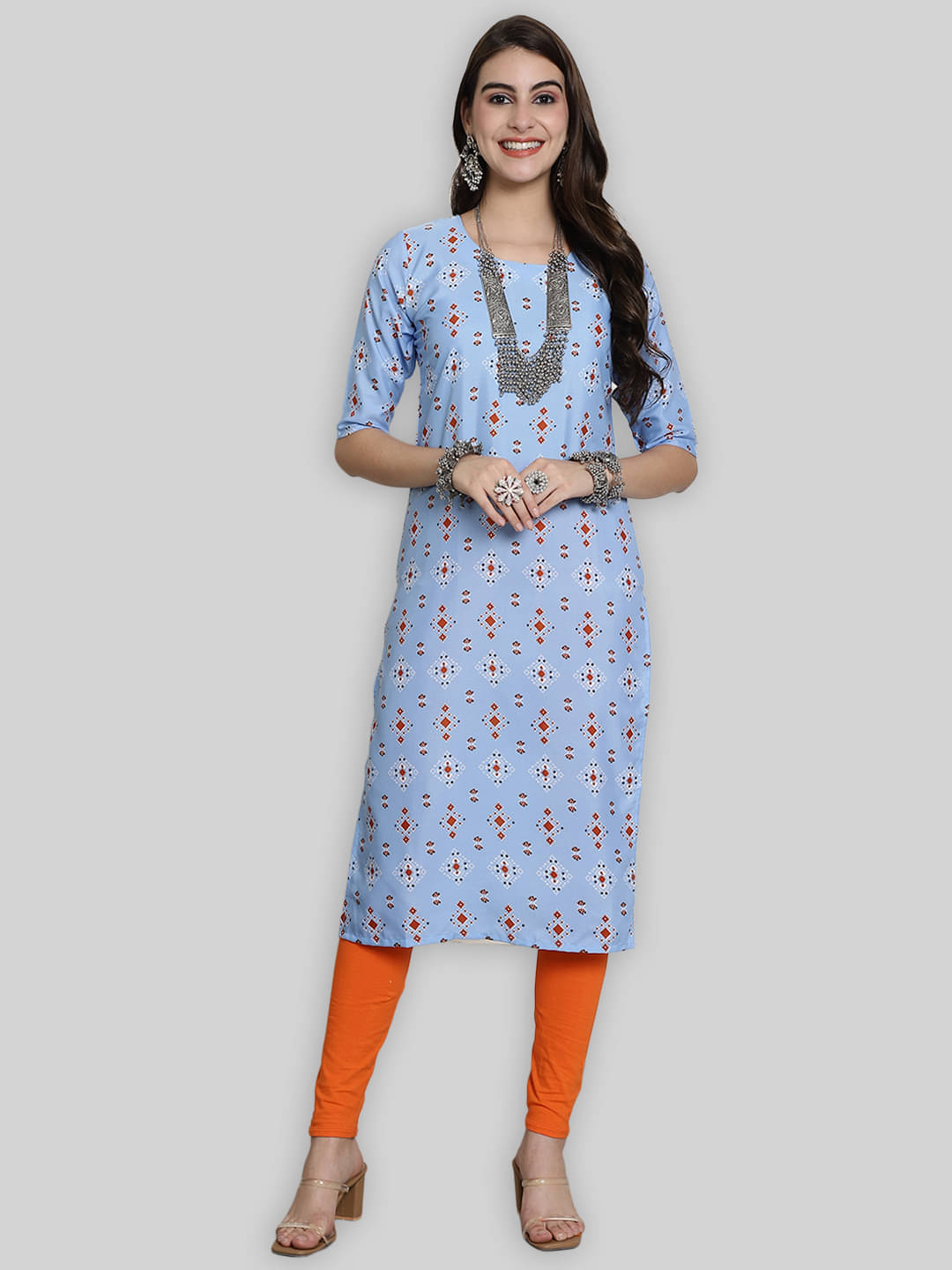 1 Stop Fashion Crepe Printed Straight Women's Kurti - Blue ( Pack of 1 ) 1 Stop Fashion Crepe Printed Straight Women's Kurti - Blue ( Pack of 1 )