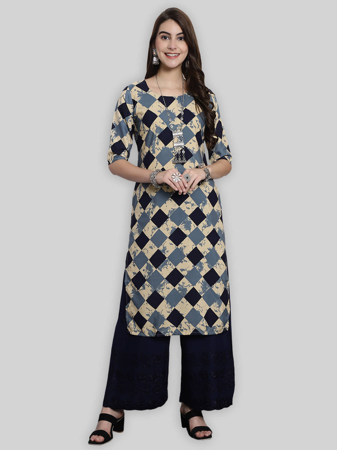     			1 Stop Fashion Crepe Printed Straight Women's Kurti - Multicolor ( Pack of 1 )
