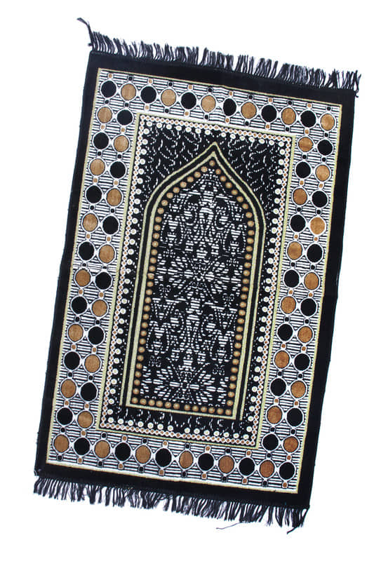 ADIRNY Black Single Regular Velvet Prayer Mat ( 110 X 70 cm )