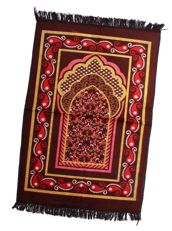 ADIRNY Brown Single Regular Velvet Prayer Mat ( 115 X 75 cm )