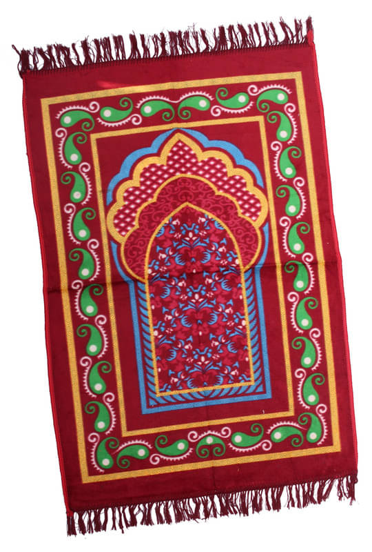     			ADIRNY Maroon Single Regular Velvet Prayer Mat ( 115 X 75 cm )