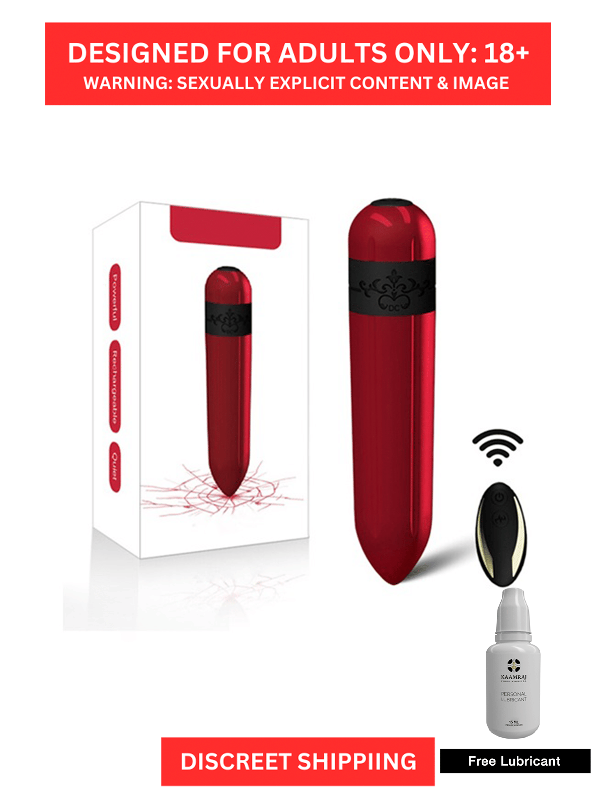 Bullet-shaped vibrator premium quality toy for women with wireless use and remote control with a free lubricant Bullet-shaped vibrator premium quality toy for women with wireless use and remote control with a free lubricant