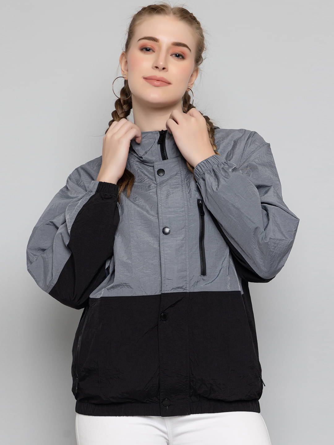     			Chkokko - Grey Polyester Women's Jacket