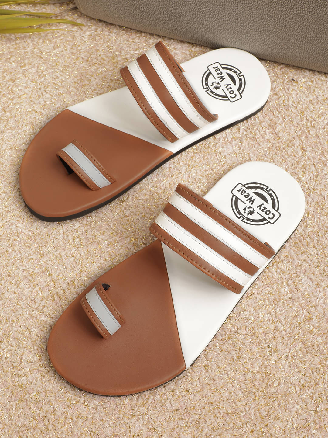     			Cozy Wear Brown Men's Leather Slipper