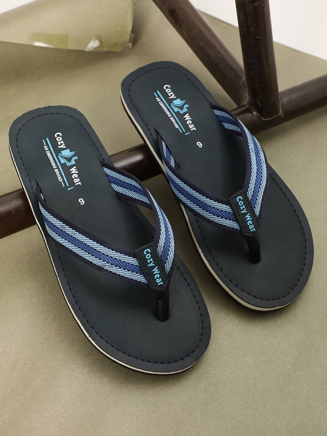     			Cozy Wear Navy Blue Men's Thong Flip Flop