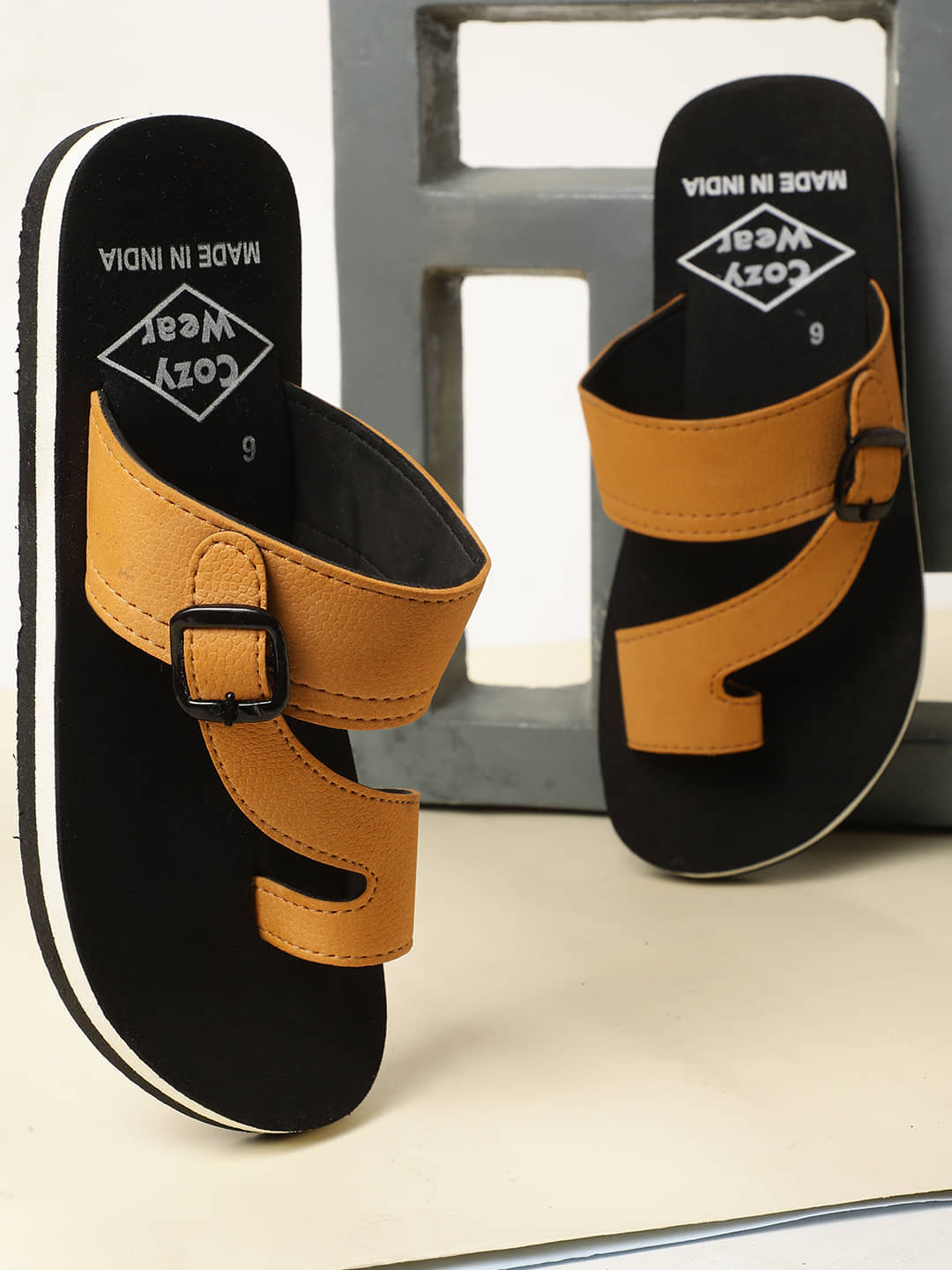 Cozy Wear Orange Men's Leather Slipper