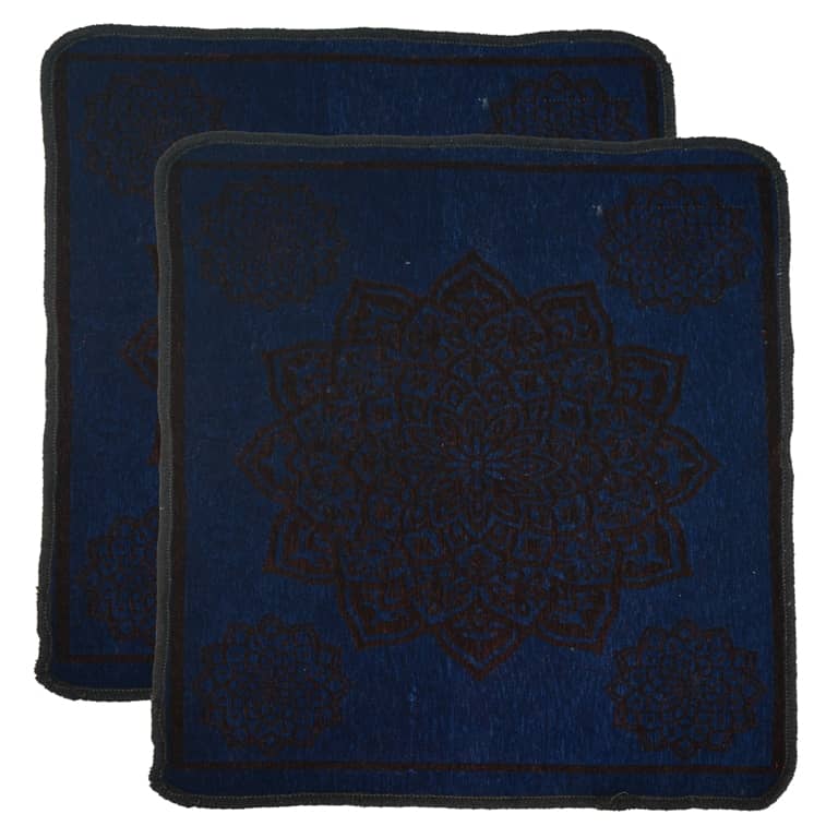 FURNISHING HUT Blue Set of 2 Anti-skid Velvet Prayer Mat ( 60 X 60 cm )