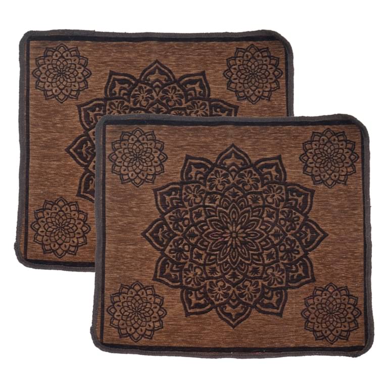     			FURNISHING HUT Brown Set of 2 Anti-skid Velvet Prayer Mat ( 60 X 60 cm )