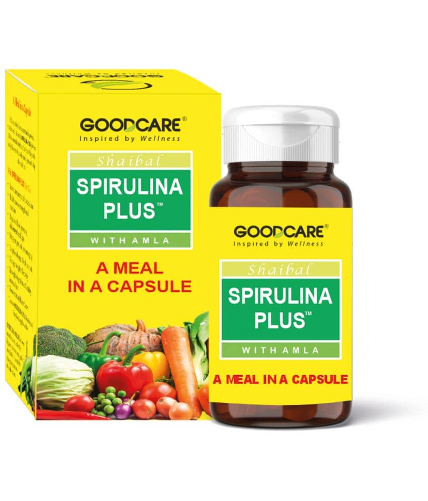 Goodcare Spirulina Plus Capsules, Ayurvedic Superfood with Amla, Vitamin C, Boosts Energy, Immunity, Metabolism, Weight Management 60 No.s