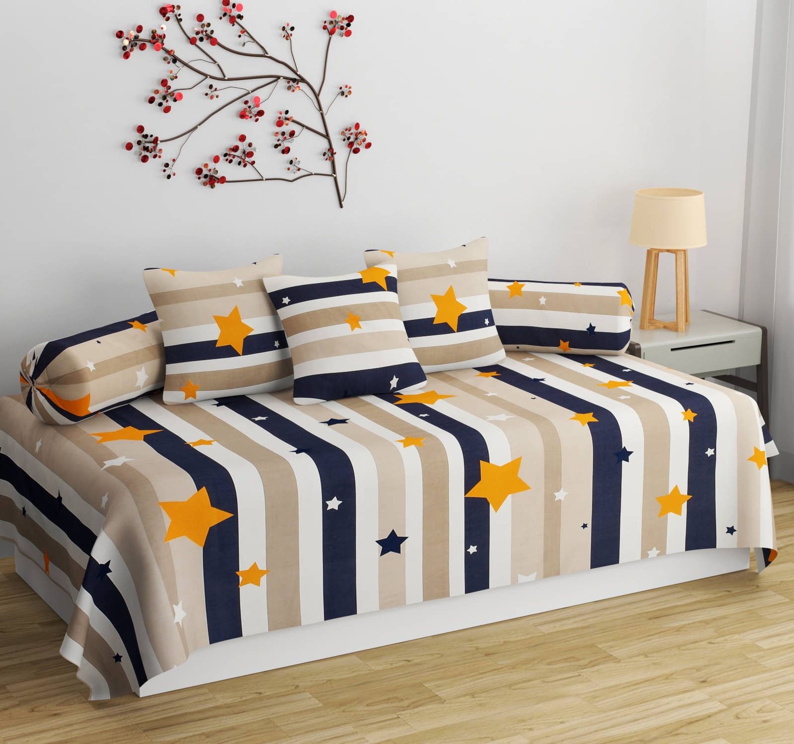 HIDECOR Microfibre Abstract Diwan Set 6 Pcs - Blue HIDECOR Microfibre Abstract Diwan Set 6 Pcs - Blue