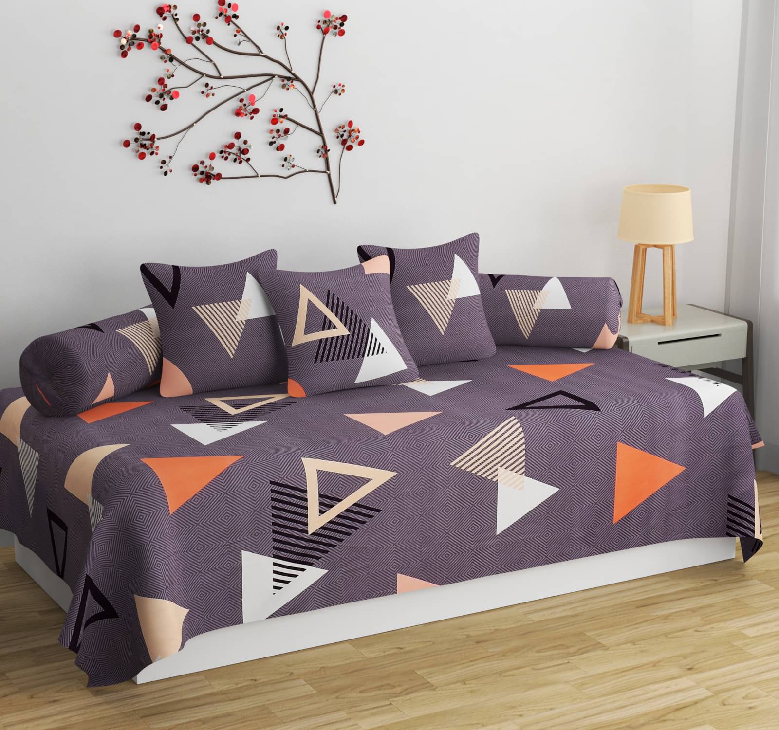 HIDECOR Microfibre Geometric Diwan Set 6 Pcs - Gray HIDECOR Microfibre Geometric Diwan Set 6 Pcs - Gray