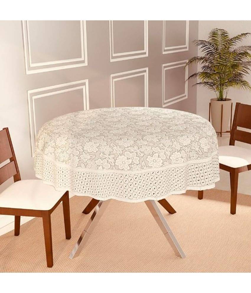 Self Design Cotton Blend 4 Seater Round Table Cover ( 152 x 152 ) cm Pack of 1 Off White Self Design Cotton Blend 4 Seater Round Table Cover ( 152 x 152 ) cm Pack of 1 Off White