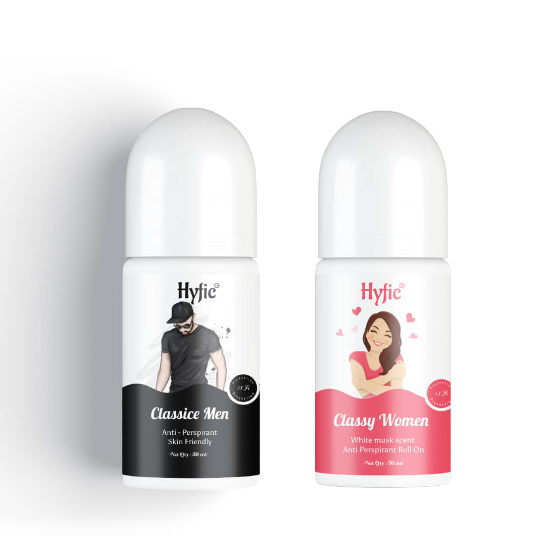 HYFIC Classic Men's & Classy Women's Underarm Roll-On Combo for | Lightening & Odour Control| Helps Prevent Underarm Darkening .| Long Lasting | 50 Ml