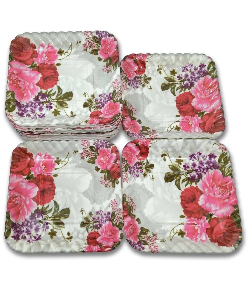 Inpro 12 Pcs Melamine Multi Color Quarter Plate