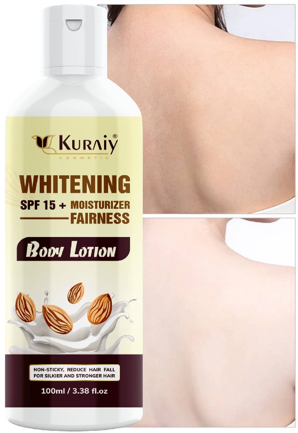 KURAIY New Almond Body Lotion Moisturizing Brightening Almond Body Lotion Pack Of 1 KURAIY New Almond Body Lotion Moisturizing Brightening Almond Body Lotion Pack Of 1
