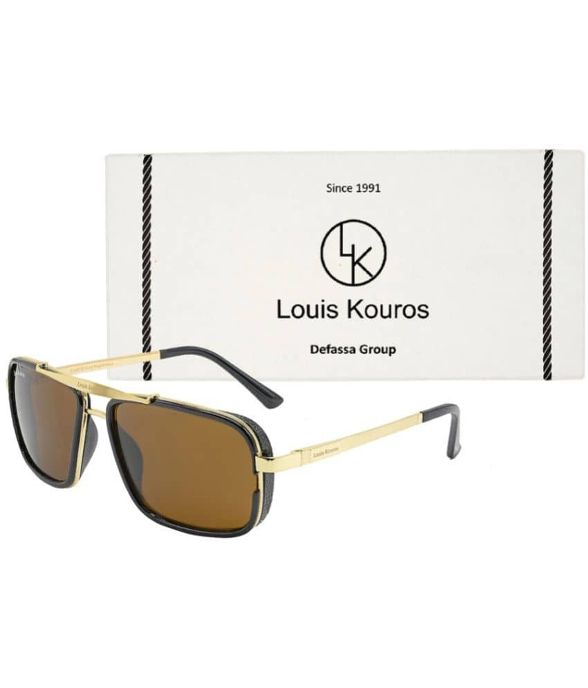 LOUIS KOUROS Gold Rectangular Sunglasses ( Pack of 1 ) - Sunglasses | Buy online on ZillyBuy
