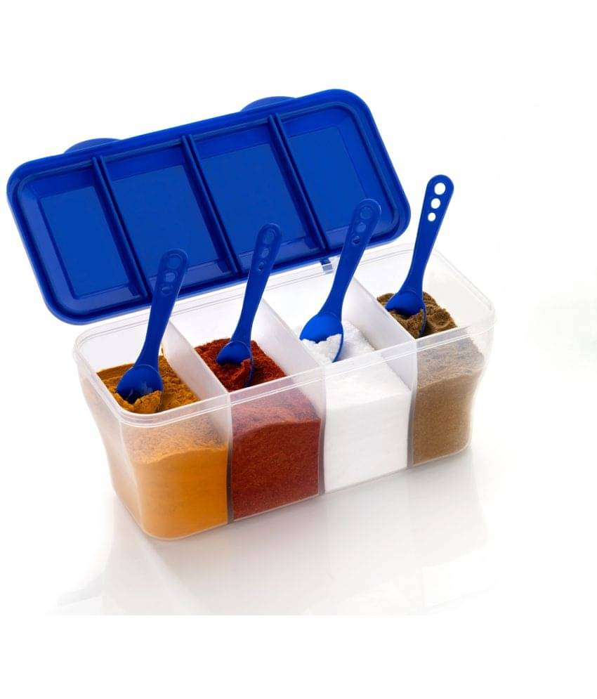    			MAGICSPOON 4 Section Container Plastic Blue Spice Container ( Set of 1 )