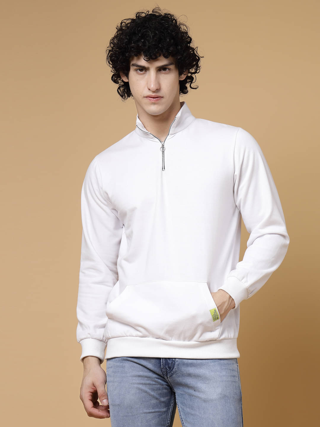     			Rigo Cotton High Neck Men's Sweatshirt - White ( Pack of 1 )
