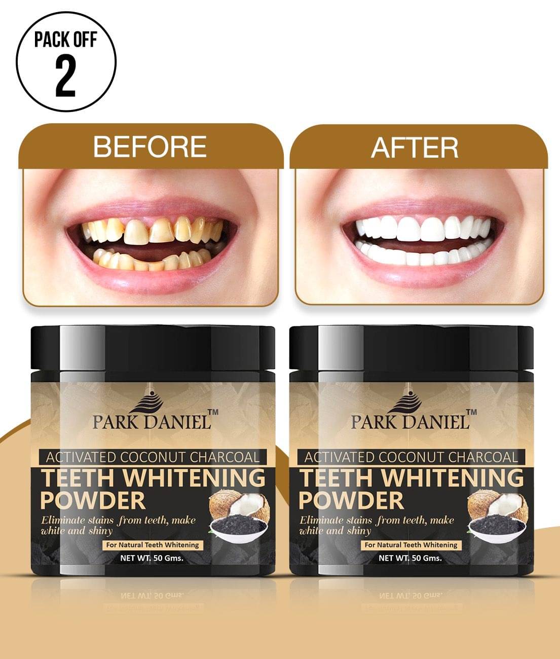     			Park Daniel Coconut Shell Charcoal Teeth Whitening Powder Denture Oral Kit Pack of 2