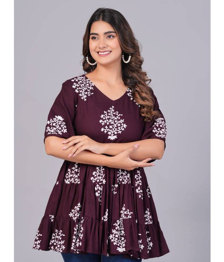 SIPET Women's Rayon A-Line Top ( Coffee ) SIPET Women's Rayon A-Line Top ( Coffee )