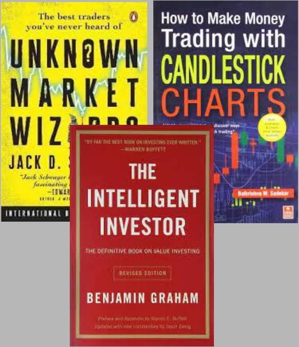     			Unknown Market Wizards + The Intelligent Investor + How to Make Money Trading with Candlestick Charts