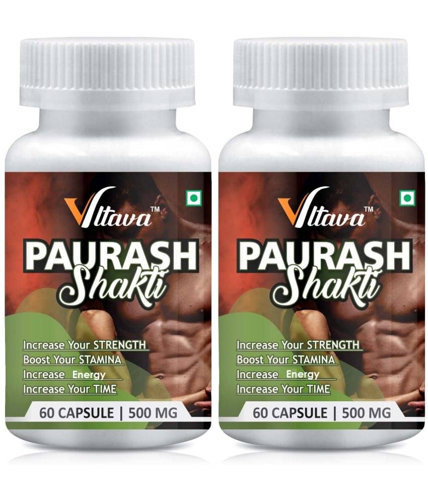     			Vltava PAURASH SHAKTI Capsules for Men | Helps Restore Stamina And Vitality 120 gm Unfalvoured Minerals Capsule Pack of 2