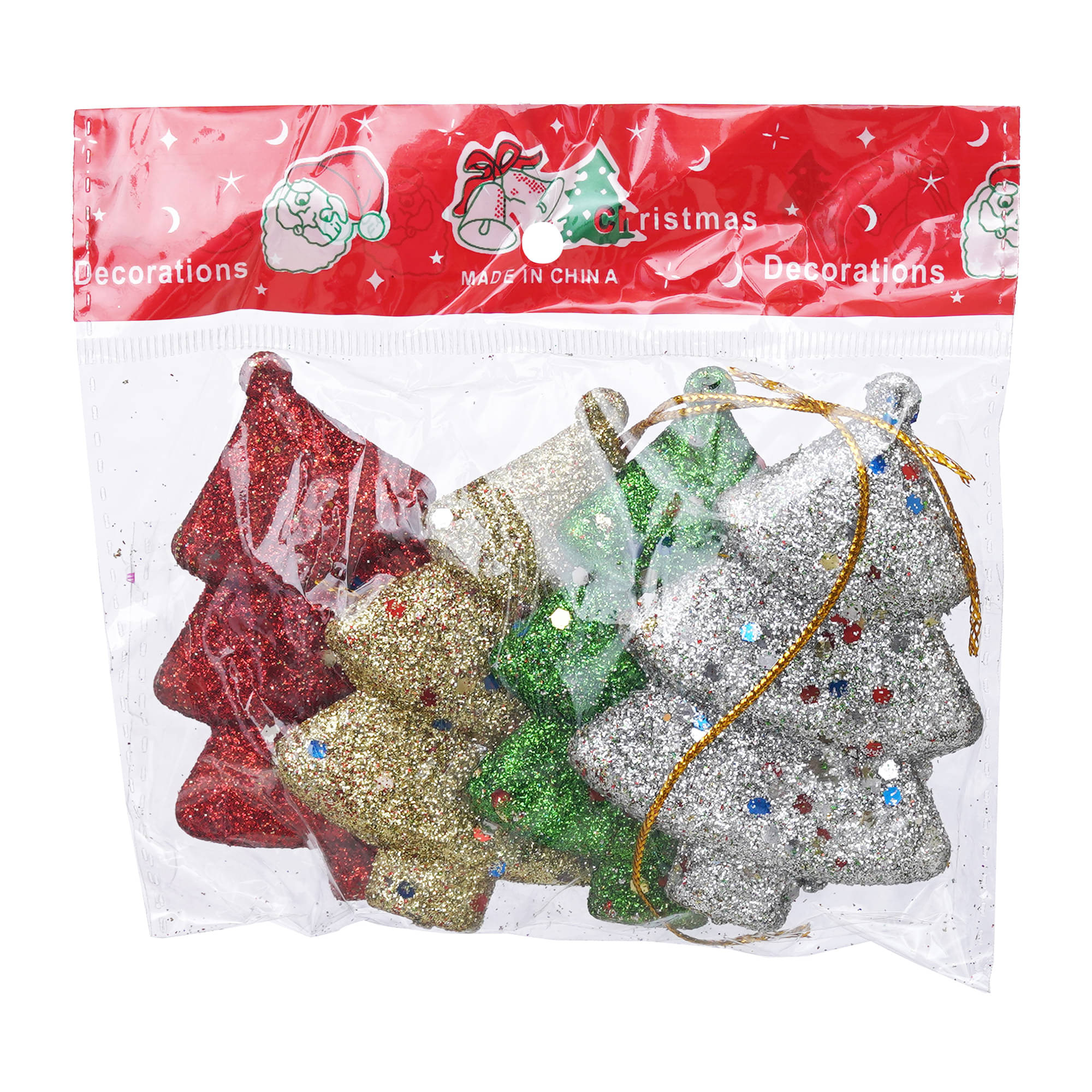     			eCraftIndia Red & Silver Toned 4 Pcs Sparkly Christmas Trees