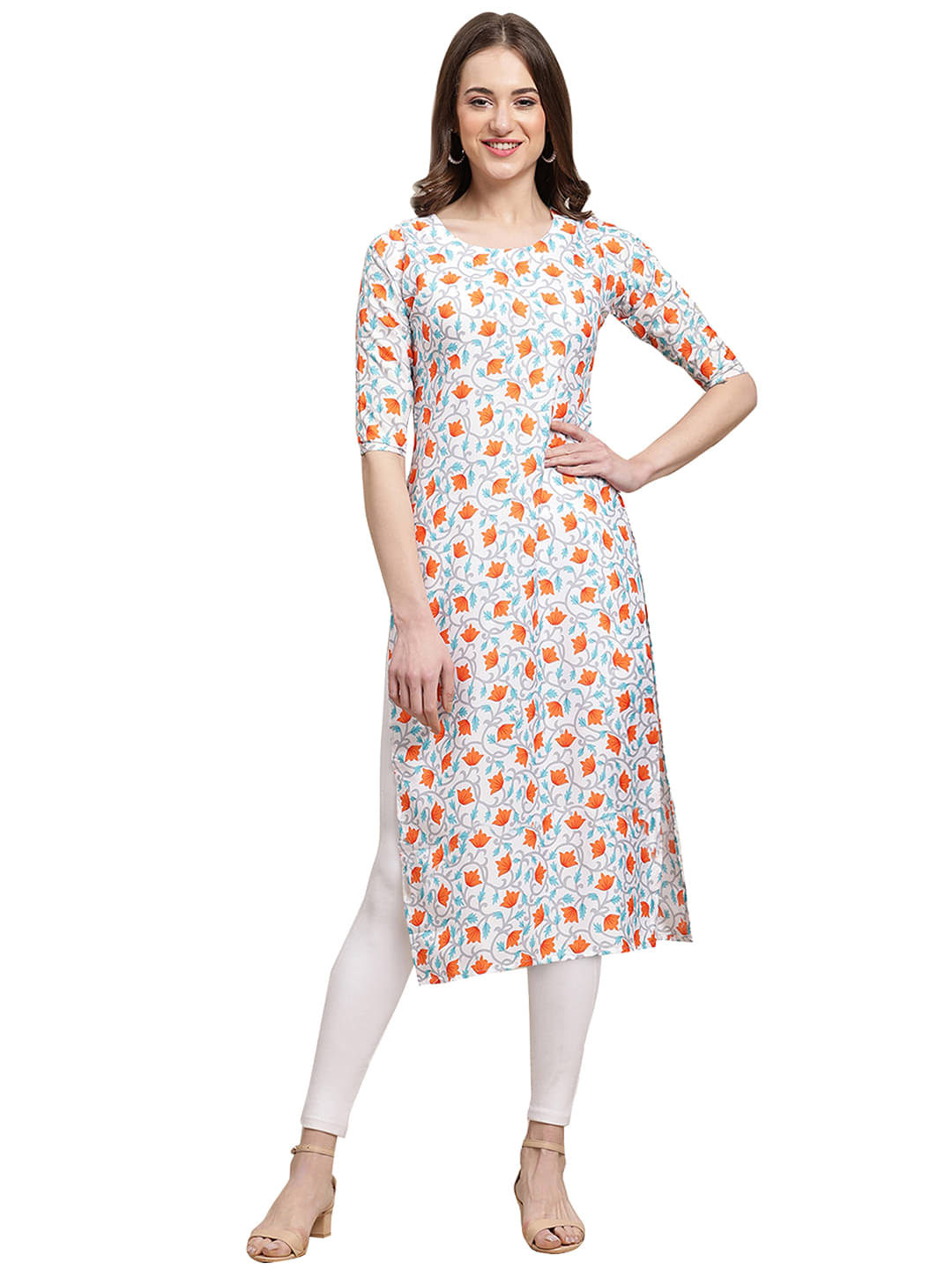 1 Stop Fashion Crepe Printed Straight Women's Kurti - Multicolor ( Pack of 1 ) 1 Stop Fashion Crepe Printed Straight Women's Kurti - Multicolor ( Pack of 1 )